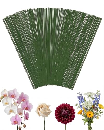 Floral Wire Stems for Flower Arrangements - 100Pcs 15.7-Inch 2mm Dark Green Craft Floral Wire, Bendable Stems for Bouquets, DIY Paper Flowers, Wedding Decor, Home Crafting