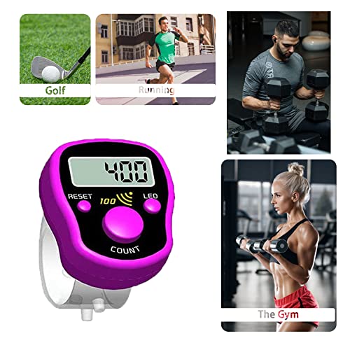 Finger Counter Click Manual Digital clicker, 5pack Stitch Tally Knitting Counters Led Re-settable Digits Pitch Electronic LCD Display finger Number Counter Fr Row, People, Score, Inventory,Crochet - color: purple yellow