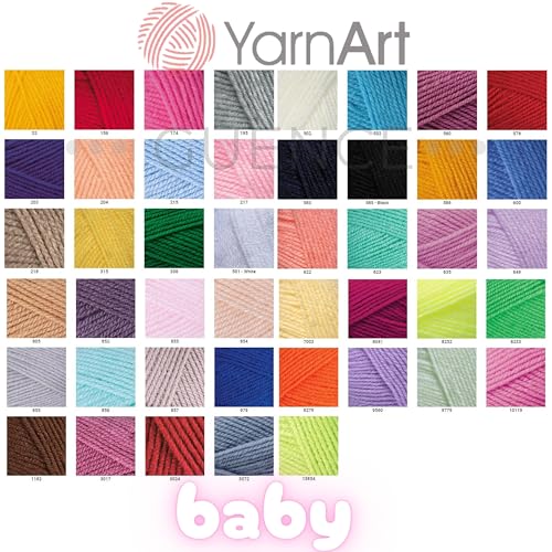YarnArt Baby 100% Acrylic Knitting Yarn – 50g (150m) | Ultra-Soft & Lightweight | Baby & Kids’ Sensitive Skin Safe | Durable & Easy to Work with | Perfect for Knitting & Crochet (Baby, 1182) - color: Chocolate Brown, style: Baby