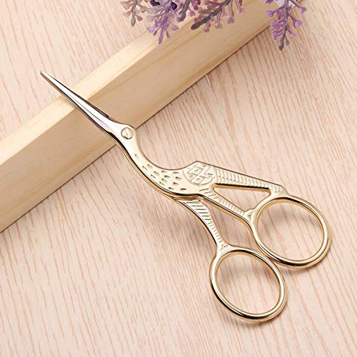 2PCS Vintage Stork Shape Sewing Scissors Stainless Steel Scissors | Metal Tailor Scissors Sharp Sewing Shears for Embroidery, Craft, Art Work & Everyday Use (Gold) - color: Gold