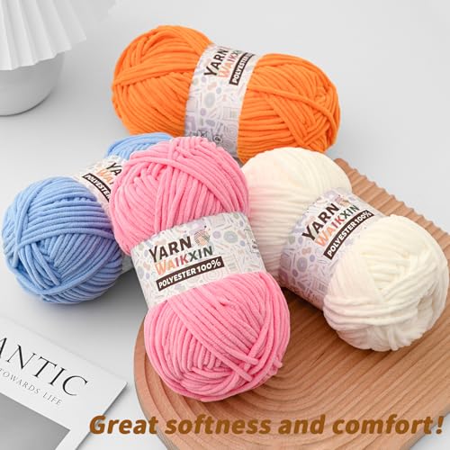 3 Light Gray Soft Chenille Yarn for Crocheting, Fluffy Chunky Crochet Yarn for Baby Blanket, (10.58oz/393yds) Fuzzy Velvet Yarn for Amigurumi&DIY Puzzle、Crafts、Scarf - color: 3 Light Gray