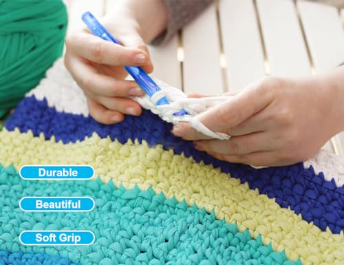 Weabetfu 20mm Large Crochet Hook,Huge Crochet Hooks for Chunky Yarn,Ergonomic Knitting Giant Crochet Hooks,Big Crochet Hooks for Knitting Yarn Carpet Scarf Wool Roving, Blue - color: Blue, size: 20mm