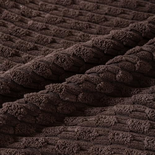 Set of 4 Beige Brown Coffee Decorative Throw Pillow Covers 24x24 Inch Corduroy Pillow Covers for Bed Couch Sofa Living Room Soft Square Cushion Cases - color: Beige Brown Coffee, size: 24" x 24" (Pack of 4)
