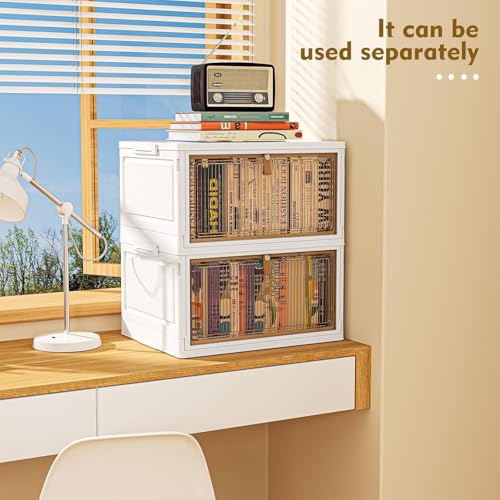 YFXCVSL 4 Tier Plastic Storage Bins with Lid 32QT, Stackable Storage Bins | Plastic Storage Bins with Wheels, Folding Storage Boxes, Organizers and Storage for Living Room,Office,Dorm - size: 4-Tier 32QT