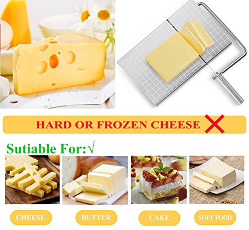 Cheese Slicer & Cheese Cutter, Stainless Steel for Block Cheese | 10 Replacement-wires, For Block Cheese, Metal Cutting Board, Kitchen Gadgets Gift Set, For Cheese Butter