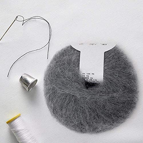 Mohair Knit Soft Angora Long Wool Yarn Hot with a Crochet Popular for DIY Weave(Light Grey)