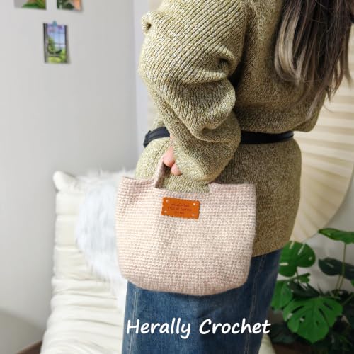 Herally Crochet Kit DIY Bag for Beginners - Crochet Picotin Bag (Cream) | Include Yarn, Hook and Accessory - with Step by Step Video Tutorials - color: Off-white