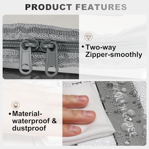 PATIKIL 15x9.5x12.6in Clear Storage Bags, 2PCS Plastic Storage Bags Clear Small Zippered Organizers Foldable Closet Bed Sheet Organizer Cube with Zipper for Book Clothes Yarn,L, Gray - color: Gray, size: L