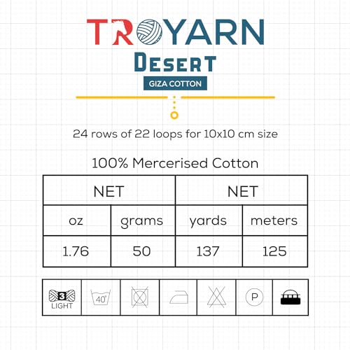 Troyarn Desert Giza Cotton (2- Skeins Pack) 100% Mercerized Giza Cotton Yarn Super Fino Worsted Weight #1 Soft Knitting and Crochet Yarn (2 x 1.76 oz) / (2 x 137 Yds) (11058 - Pistachio) - color: 11058, size: 2 Skein