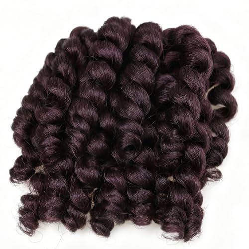 99J Short Jamaican Bounce Crochet Hair 3 Packs 2X Ringlet Wand Curl Crochet Hair 8 Inch Curly Crochet Hair Extensions Burgundy Curly Crochet Braiding Hair 100 Roots - color: 99J, size: 8 Inch (Pack of 3)