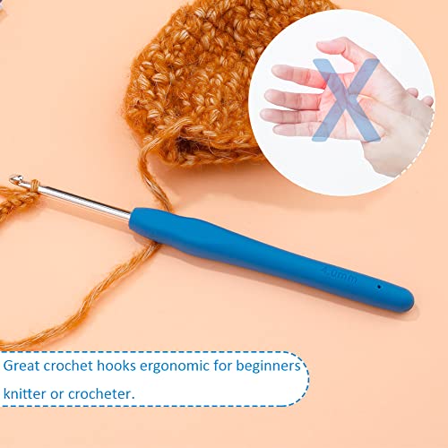 SHWAKK Crochet Hook, 4.0 mm Ergonomic Crochet Needles for Arthritic Hands | Ergonomic Crochet Hooks, Knitting Needles with Soft Handle Beginners and Experienced Hobbyists (4.0 mm) - size: 4.0mm
