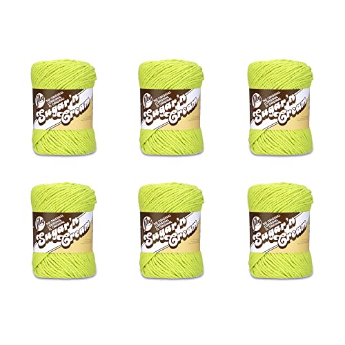 Lily Sugar'n Cream Cotton Yarn for Dishcloths Hot Green 6-Pack | #4 Worsted Yarn, 100% Cotton, Soft Crochet Yarn for Dishcloths, Knitting, Crochet & Home Décor, 120yds, 71g/2.5oz per skein - color: Hot Green, size: 6 Pack, style: Sugar'N Cream