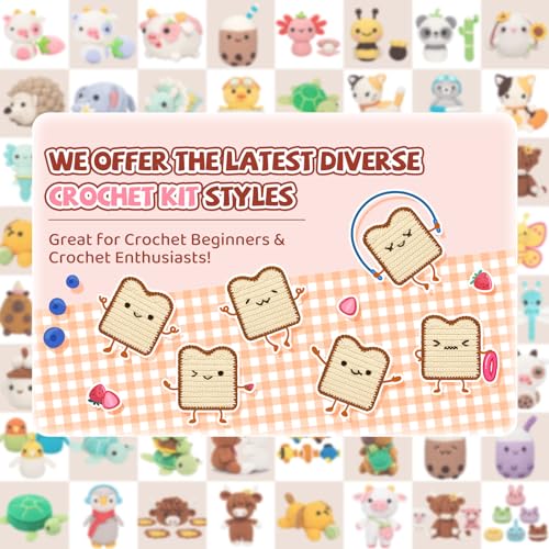 Mewaii Crochet Kit for Beginners, 6 Pack Toast Coaster Craft Set | 40% Extra Yarn, Video Tutorial, Pre-Started Piece, Beginner Friendly, Family Craft Gift for Adults & Kids - color: White