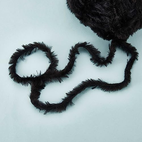 BEEFLYING 2 Roll Skeins Super Soft Fur Yarn Chunky Fluffy Faux Fur Fluffy Eyelash Yarn for Crochet Knit Blanket Rug Clothes Knitting-2×30m(2×32.8yds,51g×2) - color: Black