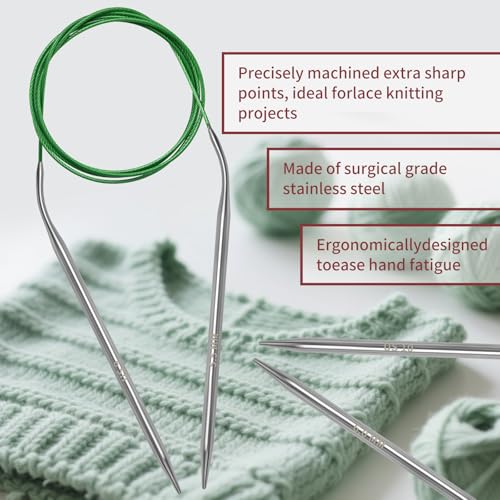Soosui 4.5 mm Circular Knitting Needles US7, 47 inches/120 cm Curved Tail | For beginners, Knitting shawls, scarves, blankets, Large projects - size: US7/4.5mm