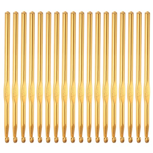 Hordolry 6mm Crochet Hooks Bulk, 18Pcs Aluminum Crochet Needle, Knitting Needles for Craft Yarn Contribute to Beginners - color: Gold, size: 6.0mm