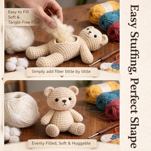 Cotton Stuffing 200g/7.05oz Natural Yellow Soybean Fiber Craft Filler | Premium Amigurumi Stuffing, Ideal for Teddy Bears, Crochet Projects & DIY Handcraft Gifts - color: 200g Cotton Stuffing Natural Yellow