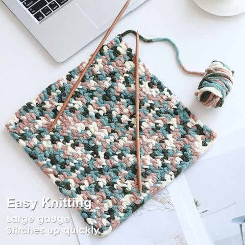 #6 Super Bulky Blanket Yarn for Crocheting - 4 Skeins(Each 10.5oz/300g, 220yds/201m), Chunky Chenille Thick Plush Big Soft Yarn for Crocheting Knitting Blankets, Forest & Teal & Coffee - color: Tie Dye Forest & Teal & Coffee