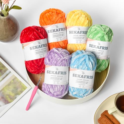 Chenille Velvet Soft Yarn Pink 2 Pack | 200g/98.4yds Fuzzy Chunky Chenille Yarn for Crocheting Plush Yarn for Hand Knitting Amigurumi Fluffy Yarn - color: 2 Pink
