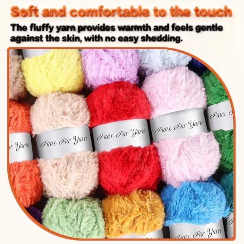 3 Skeins Faux Fur Yarn Soft Fluffy for Crocheting,Chunky Fuzzy Eyelash Yarn for Crochet Hats, Scarves, Bags, Cushions(Khaki) - color: Khaki
