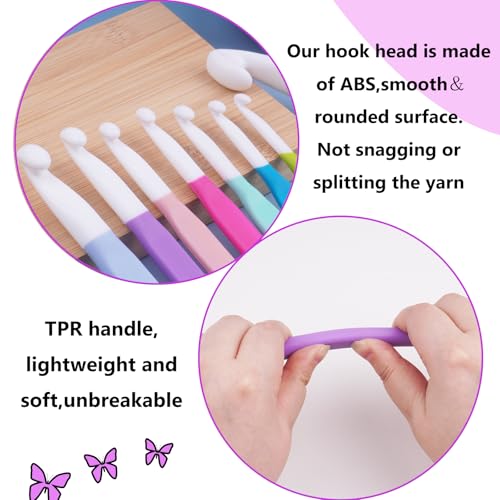 Hobekoee 12mm Large Crochet Hook,Big Crochet Hooks for Chunky Yarn,Extra Long Crochet Hooks with Soft Ergonomic Handle for Crocheting Yarn,Wool Roving - size: 12mm