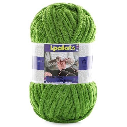 #6 Super Bulky Blanket Green Yarn - Chunky Chenille Yarn for Crocheting | Baby Blanket Yarn (Each 3.5oz/100g, 71yds/65m) - Polyester - Thick Plush Fluffy Yarn for Crochet Amigurumi Blankets - color: Autumn Green