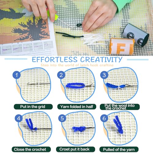ZFFLYH Latch Hook Kits Pillow Corgi Dog Animal Patterns Pre-Printed Canvas | Home Sofa Cushion Cover Preprinted Canvas Crochet Yarn Kits Needlework Crafts Festival Gift for Adults Beginner 17X17 Inch - color: Corgi Dog