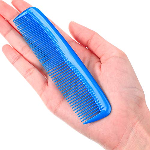 Leinuosen 12 Pieces Pocket Hair Combs, Fine Tooth Combs, Blue | Plastic Hair Care for Men Women, Portable Travel Size, for Barber Salon Hair Dressing Use, Not Breakable, Peines Para Cabello - color: Blue