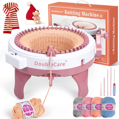 Knitting Machine 48 Needles,Smart Loom Knitting Machine with Row Counter | Knitting Board Rotating Double Knit Loom Machine for 𝐀𝐝𝐮𝐥𝐭𝐬 Gift,DIY Knit Scarf Hat Sock(with Wool) - size: 48BNeedles