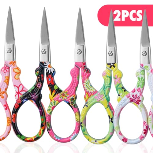 2PCS Sewing Embroidery Scissors, 3.6 Inches Sharp Stainless Steel Crochet Scissor Craft Scissors for Cross Stitch Supplies, Crochet Accessories, Paper Cutting,Threading & Needlework DIY(Black+Green) - color: Black+green