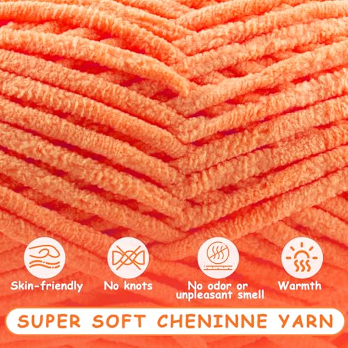 Chenille Yarn for Crocheting, Yellow Baby Blanket Fluffy Yarn for Crochet | 2 Pack 524 Yds, 14 Oz Ultra Soft Yarn for Crocheting, Fuzzy Chunky Yarns, Plush Velvet Yarn for Knitting Amigurumi, Blankets - color: Yellow, size: 2 Skeins