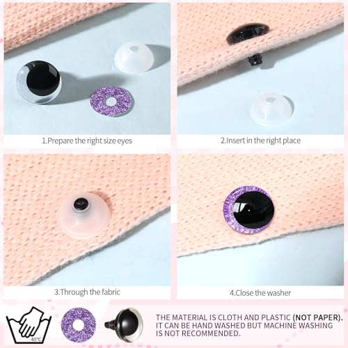 MUCUNNIA Glitter Moon Safety Eyes 256Pcs 6-30mm Safety Eyes for Crocheting with Washers and Size Tools Large Crochet Safety Eyes for Amigurumi Gift for Crochet Lovers Christmas Decorations