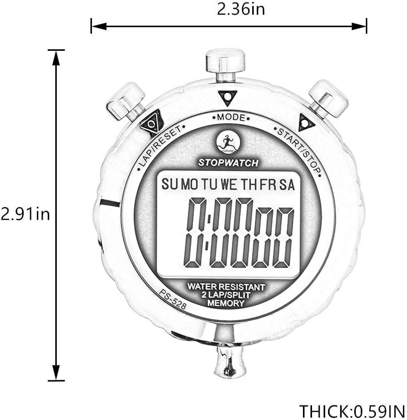 Stopwatch, Metal Stop Watch for Sports 10/100/400 Laps, Stopwatches Timer for Coach Sports Running with 0.01second & 0.001second Timing, Conutdown, Alarm - color: 2 Lap Metal