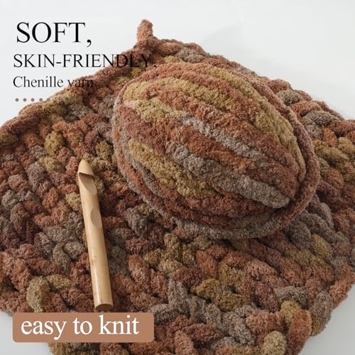 Chunky Yarn for Hand Knitting, No7 Thick Yarn, 250Grams 32Yards, Pack of 4, Perfect for Knitters and Crafters (Pudding) - color: Pudding