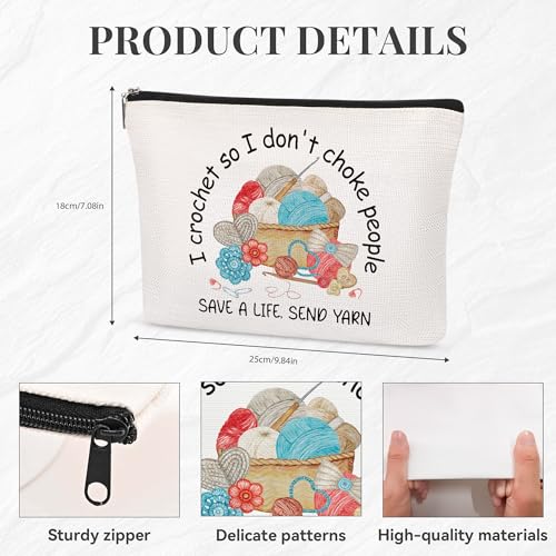 Funny Crocheting Gifts Makeup Bag for Women Knitting Gift for Crochet Beginner Crochet Lovers Friends Crocheters Accessories Cosmetic Bag - style: Crochet