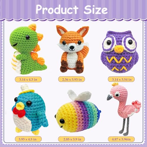 AaiLucky 6Pcs Crochet Kit for Beginners, 2026 DIY Craft for Adults, Christmas Gift for Crochet Lovers, Crocheting Animal Kits with Step-by-Step Video Tutorials, Yarn,Crochet Hook (Forest) - style: Forest