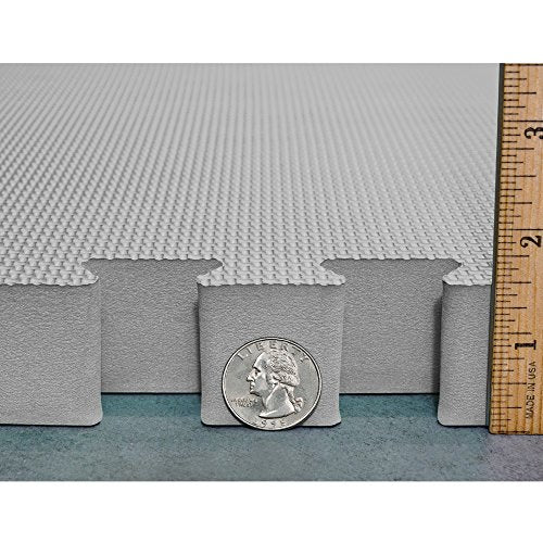 Meister X-Thick 1.5" Interlocking EVA Foam Mats - GY - 25 Tiles (100 Sqft) | Extra-thick 2X cushioning w/ anti-slip grip. 2' x 2' puzzle mats for wrestling, MMA, gymnastics, home gyms and play areas - color: Grey, size: 25 Tiles (100 Sqft)