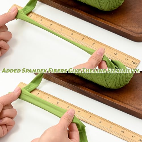 2 Pack Soft Tshirt Crochet Yarn, 800g/228yds High Elastic Hand Knitting Yarns, Thick T Shirt Yarn for Crocheting Bags, Baskets, Cushions, DIY Crafts - color: Dark Green + Brown