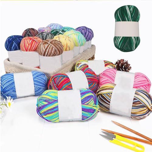 Threads for Knitting Yarn Crochet Yarn Rainbow for Crocheting Knitting Projects(Moss Green) - color: Moss green