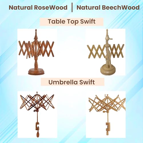 Hand Operated Yarn Ball Winder | Swift, Yarn, Wool, and String Holder| Knitting & Crochet Accessories Galaxy Indiacraft (Natural Rosewood)… - color: Umbrella Swft Natural Beechwood