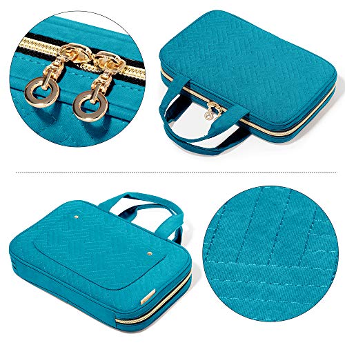 Yarwo Knitting Needles Case, Crochet Hooks Organizer with 2 Clear Pouches | Circular Needles Holder for Ergonomic Crochet Hook (up to 10.6") and Craft Yarn Kits, Top Handles, Bag Only, Teal - color: Teal