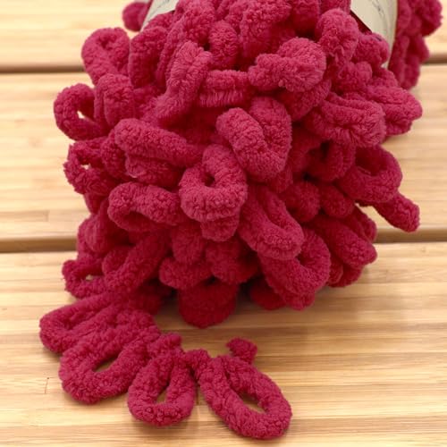 JubileeYarn Fun Finger Loops Yarn - Jumbo Polyester - 100g/Skein - Sangre - 6 Skeins - color: 042 Sangre