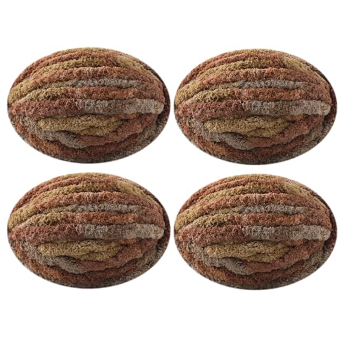 Chunky Yarn for Hand Knitting, No7 Thick Yarn, 250Grams 32Yards, Pack of 4, Perfect for Knitters and Crafters (Pudding) - color: Pudding
