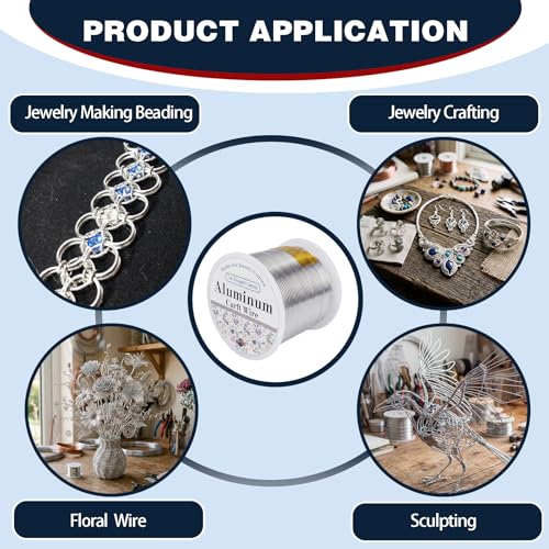 16 Gauge Aluminum Craft Wire Silver 180FT 1.3mm, Jewelry Making, Flexible Bendable Armature Wire for Sculpting, Floral Crafts, Metal Wire Wrapping, DIY Art Projects & Wreath Making - color: Silver, size: 16gauge