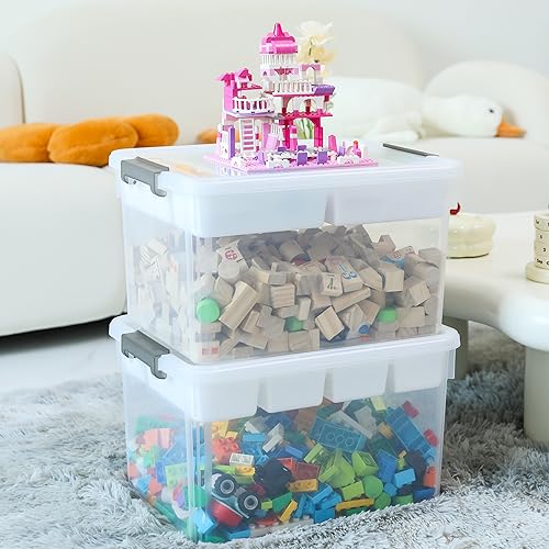 Citylife 17QT 4Packs Clear Craft Organizers and Storage Box with Tray | Stackable Art Supply Organizer Storage Bins with Lids for Beads, Markers, Sewing, Tools, Files, Office Supplies, Made in USA - size: 17 Qt- 4 Pack