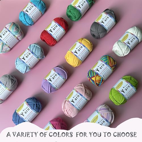 Beginner Easy Yarn Kit for Knitting,Crocheting; Worsted Weight Medium #4; Cotton Blend Yarn for Amigurumi with Tools (Unicorn Whisper, 6 Skein) - color: Unicorn Whisper
