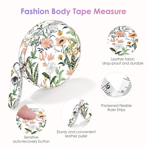 Sewing Tape Measure，Colour Printed Small Retractable Soft Measuring Tape for Tailor Cloth Fabric Body Measurements. - color: White Flower