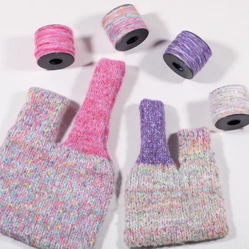 Artisanal Yarn Collection Multifiber Fancy Yarn for Knitting Crocheting Crafts DIY, Set of 3 Rolls(103 Berry Velvet Yarn) - color: 103 Berry Velvet Yarn
