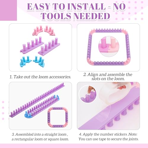 Novabright 64 Inch Chunky Yarn Blanket Loom Kit Adjustable Plastic Frame No Needle Hand Knitting for Thick Yarn Projects DIY Beginners Craft Gift - style: Plastic