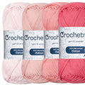 Premium Mercerized Cotton Yarn for Crochet & Knitting – Fingering Weight 4-Ply, 50g (1.76 oz) / 125 m (136 yds), High-Gloss, Anti-Splitting, Fade-Resistant Cotton (Pink Shades) - color: Pink Shades